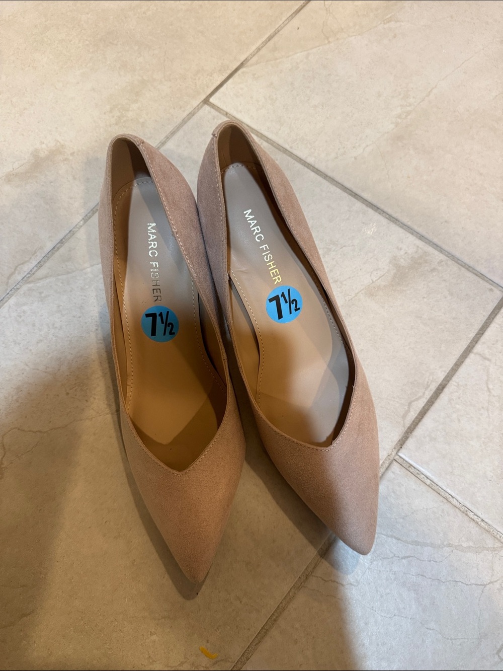 Marc Fisher Pointed Toe Suede Heels - Nude/Taupe